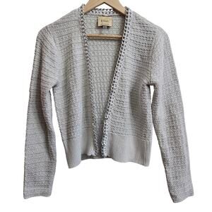 Elie Tahari Womens Chain Embellished Metallic Wool Blend Knit Cardigan Sweater S